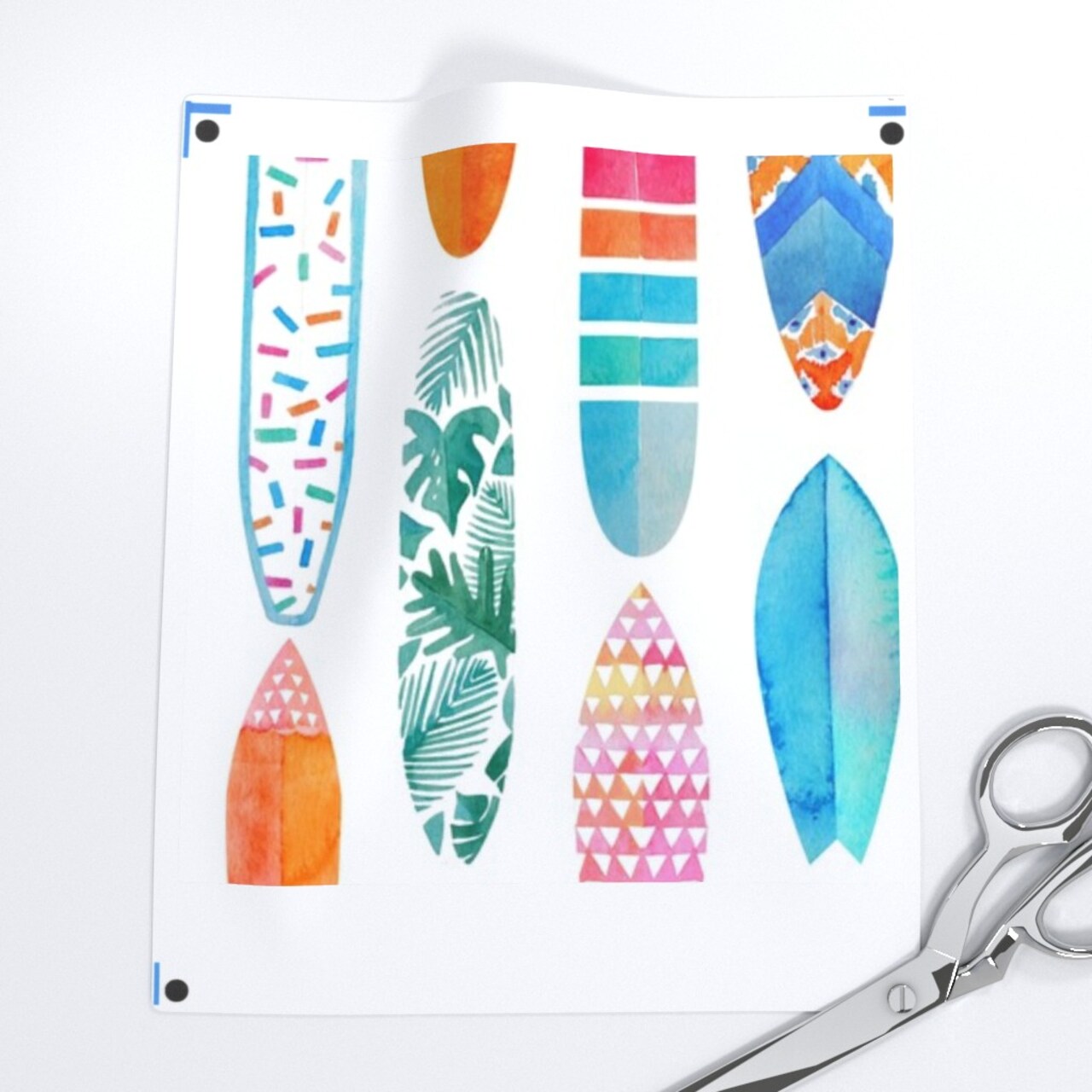Surfing Surfboard Watercolor Tropical Summer Surf Beach Custom Removable Wallpaper by Spoonflower Peel & Stick Wallpaper 2FT Wide